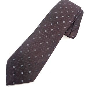 Vintage 1970s The Mens Shop JCPenney Brown Blue Geometric Polyester Necktie MCM